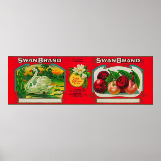 Affiches Cerise de cygne LabelOakland, CA (Devant)