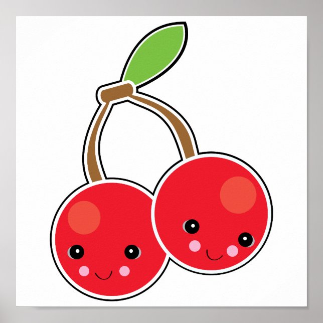 Affiches cerises kawaii mignonnes (Devant)