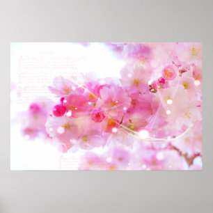 Affiches Cerisier japonais aux fleurs rose pastel