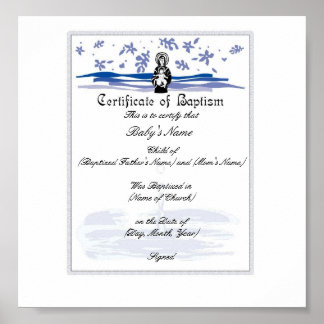 Affiches Certificat de baptême de bébé - Garçon