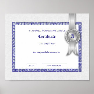 Affiches Certificat de diplôme de médaillon de grade Clefs