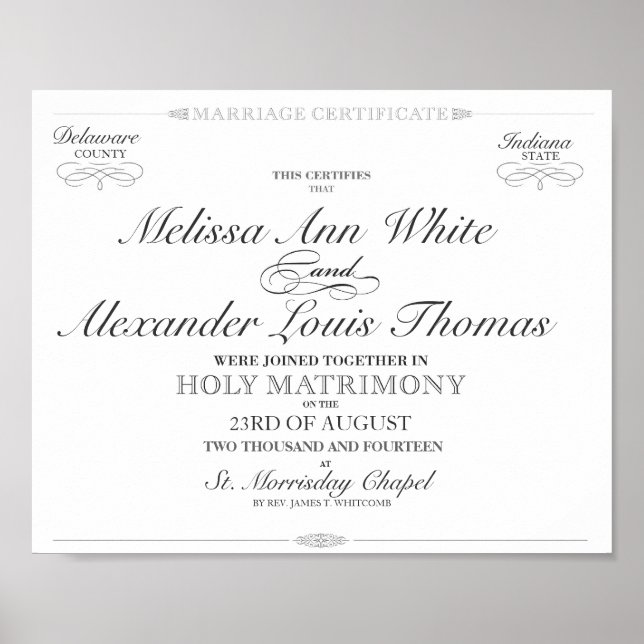 Affiches Certificat de mariage (Devant)