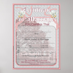 Affiches Certificat de mariage Conception classique