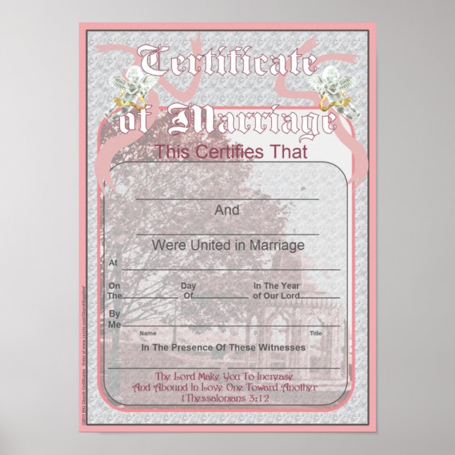 Affiches Certificat de mariage Conception classique (Devant)