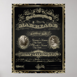 Affiches Certificat de Mariage de Style Vintage Classique G
