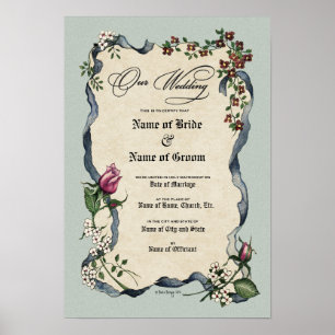 Affiches Certificat de mariage Mariage-(conservation orneme
