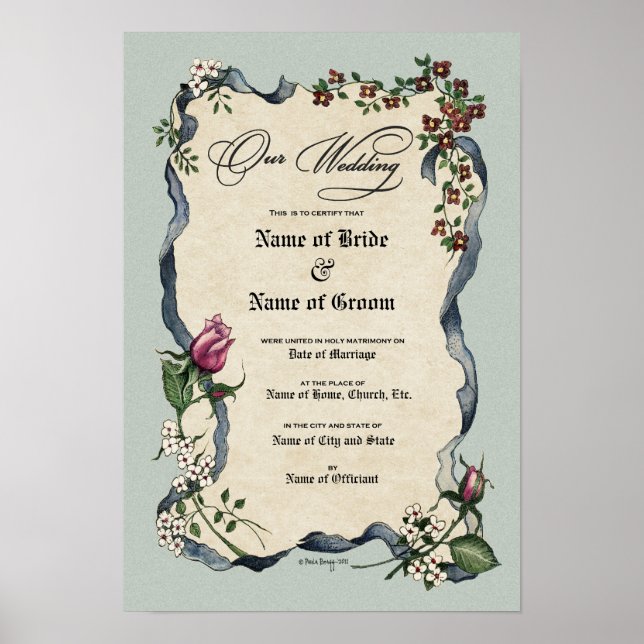 Affiches Certificat de mariage Mariage-(conservation orneme (Devant)