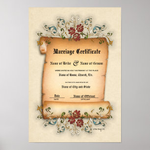 Affiches Certificat de mariage Mariage-(conservation orneme