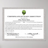 Certificat d'enlèvement d'Alien
