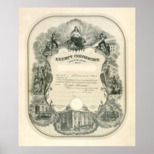 Affiches Certificat exempt 1898 de pompier