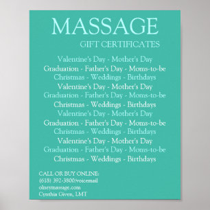 Affiches Certificats cadeaux de massage BLUE