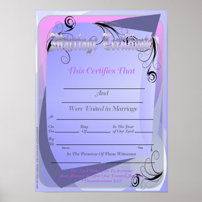 Affiches Certificats de mariage (Devant)