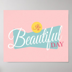 Affiches C'est une Belle Journée Rose et Sarcelle Vintage