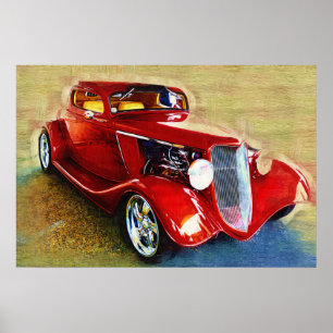 Affiches C'est une Classique ! Belle voiture rouge