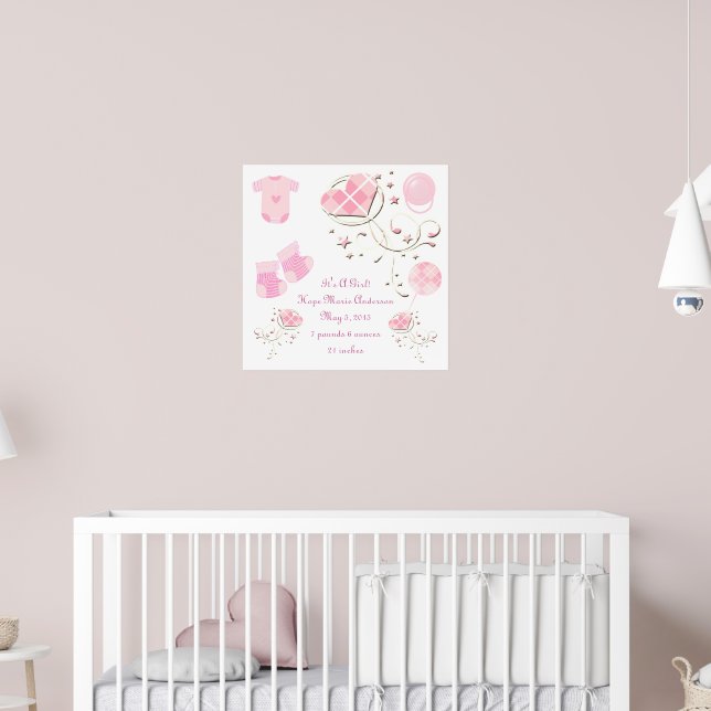 Affiches C'est une fille Nouveau bébé statistiques de naiss (Pépinière 2)