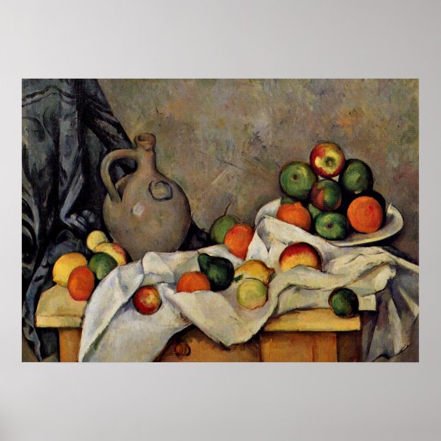 Affiches Cezanne - Rideau, Jug et Fruit (Devant)