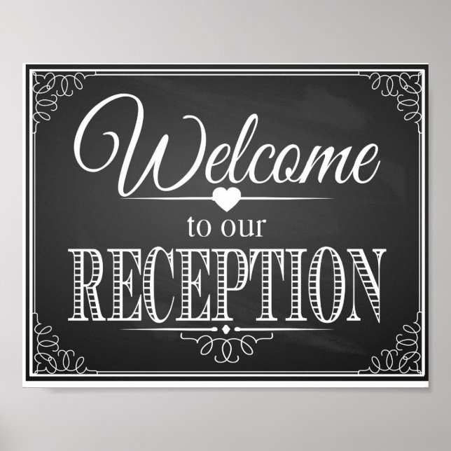 Affiches Chalkboard Bienvenue à notre tirage de réception (Devant)