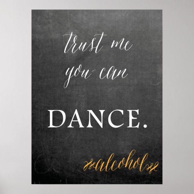 Affiches Chalkboard Vous pouvez danser mariage panneau humo (Devant)