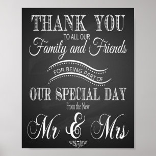 Affiches Chalkboard Wedding Thank You print
