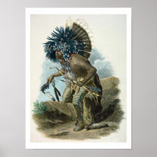 Affiches Chaman de la tribu de Mandan dans le costume de