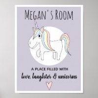 Chambre de fille avec licorne mignonne en gribouil