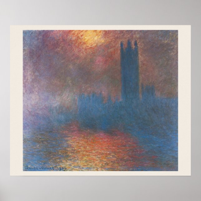 Affiches Chambres du Parlement, Londres par Claude Monet (Devant)