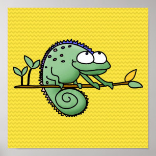 Affiches Chameleon Cartoon Lizard Cute