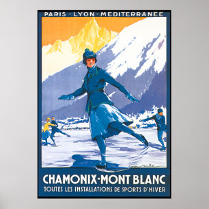 Affiches Chamonix Mont Blanc Patinage