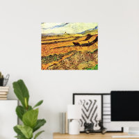 Champ avec Plowman et Mill par Vincent van Gogh