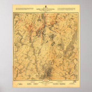 Affiches Champ de bataille de Gettysburg Carte par John Bac