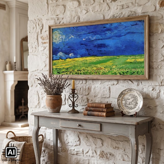 Affiches Champ de blé sous un ciel nuageux par Vincent van  (Wheat Field Under Clouded Sky by Vincent van Gogh is a vintage fine art post impressionism painting.)
