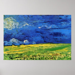 Affiches Champ de blé sous un ciel nuageux par Vincent van