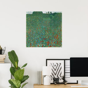 Affiches Champ de coquelicots par Gustav Klimt, Art Nouveau