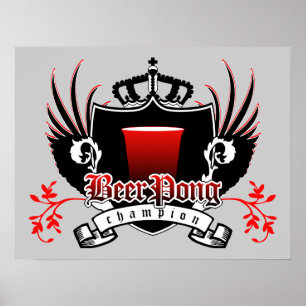 Affiches champion de pong de bière royal crest