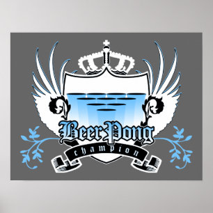 Affiches champion de pong de bière royal crest