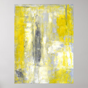 Affiches "Changement d'art abstrait gris et jaune d'esprit"
