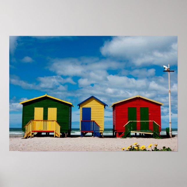 Affiches Changement de pièces. Plage de Muizenberg, Le Cap (Devant)
