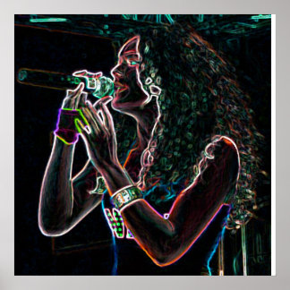 Affiches chanteuse microphone musique jolie fille