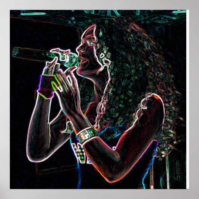 Affiches chanteuse microphone musique jolie fille (Devant)