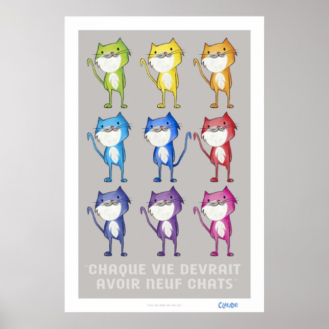 Affiches Chaque vie devrait avoir neuf chats (Devant)