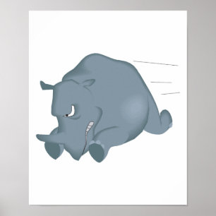 Affiches charge de rhino fou