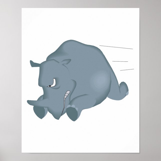 Affiches charge de rhino fou (Devant)