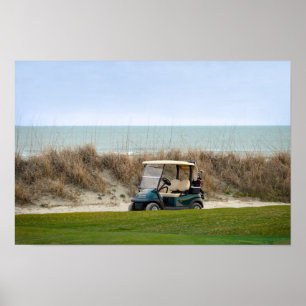 Affiches Chariot de golf au dix-huitième trou, Kiawah Islan