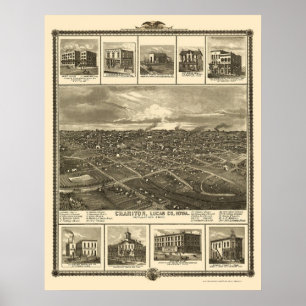 Affiches Chariton, IA Carte panoramique - 1875