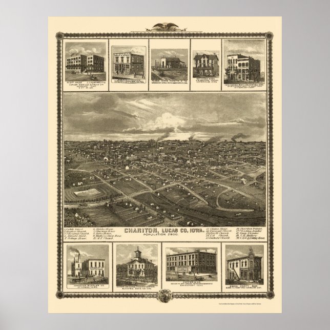 Affiches Chariton, IA Carte panoramique - 1875 (Devant)