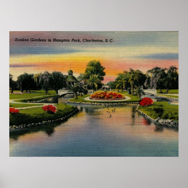 Affiches Charleston, Caroline du Sud, Vintage (Devant)