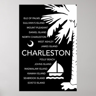 Affiches Charleston SC Towns - Noir