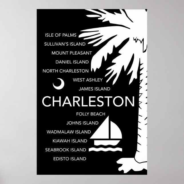 Affiches Charleston SC Towns - Noir (Devant)