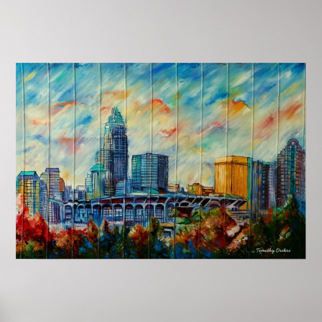 Affiches Charlotte, Caroline du Nord toile Skyline Imprimer (Devant)