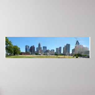 Affiches Charlotte Skyline Day - plein @ 30.5x7.5
